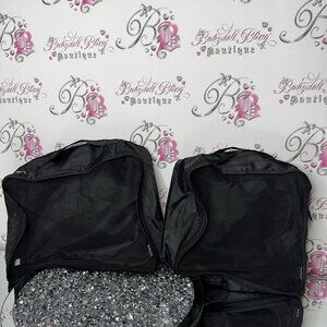 2 brookstone travel compression compact bags zip up mesh one side Black Travel